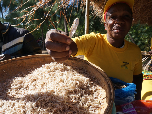 Women groups presenting their fish